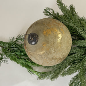 Oversize Green and Gold Frosted Ball Ornament