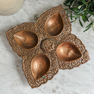 Vintage copper sectioned cut out tray.