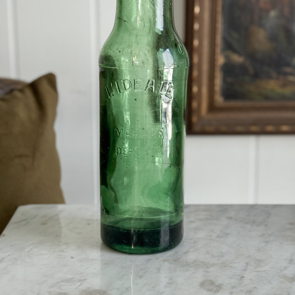 Vintage Lideale Green Glass Bottle- France.