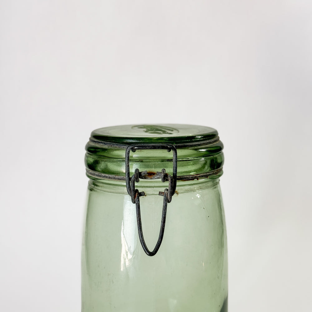 Vintage Medium Green Glass Jar - France