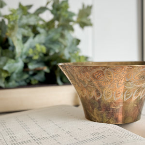 Vintage Brass Fluted Flower Bowl.