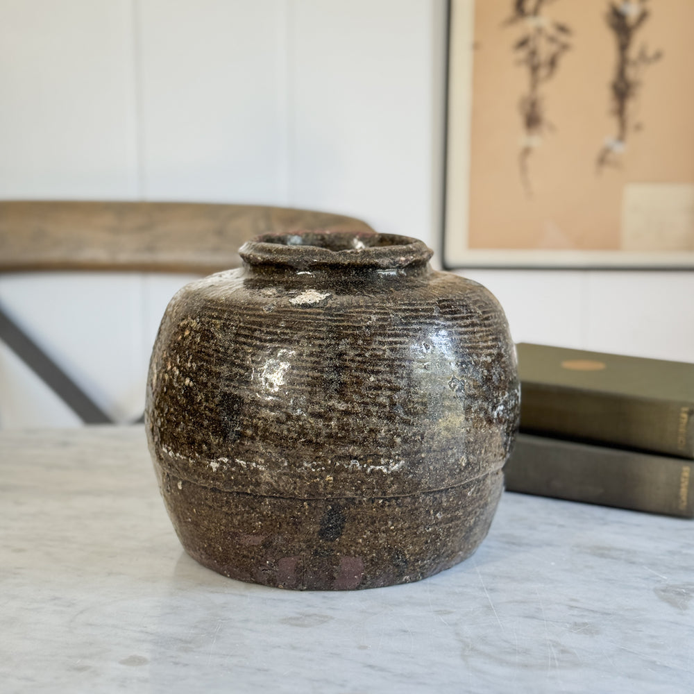 Vintage Brown Bean Pot I