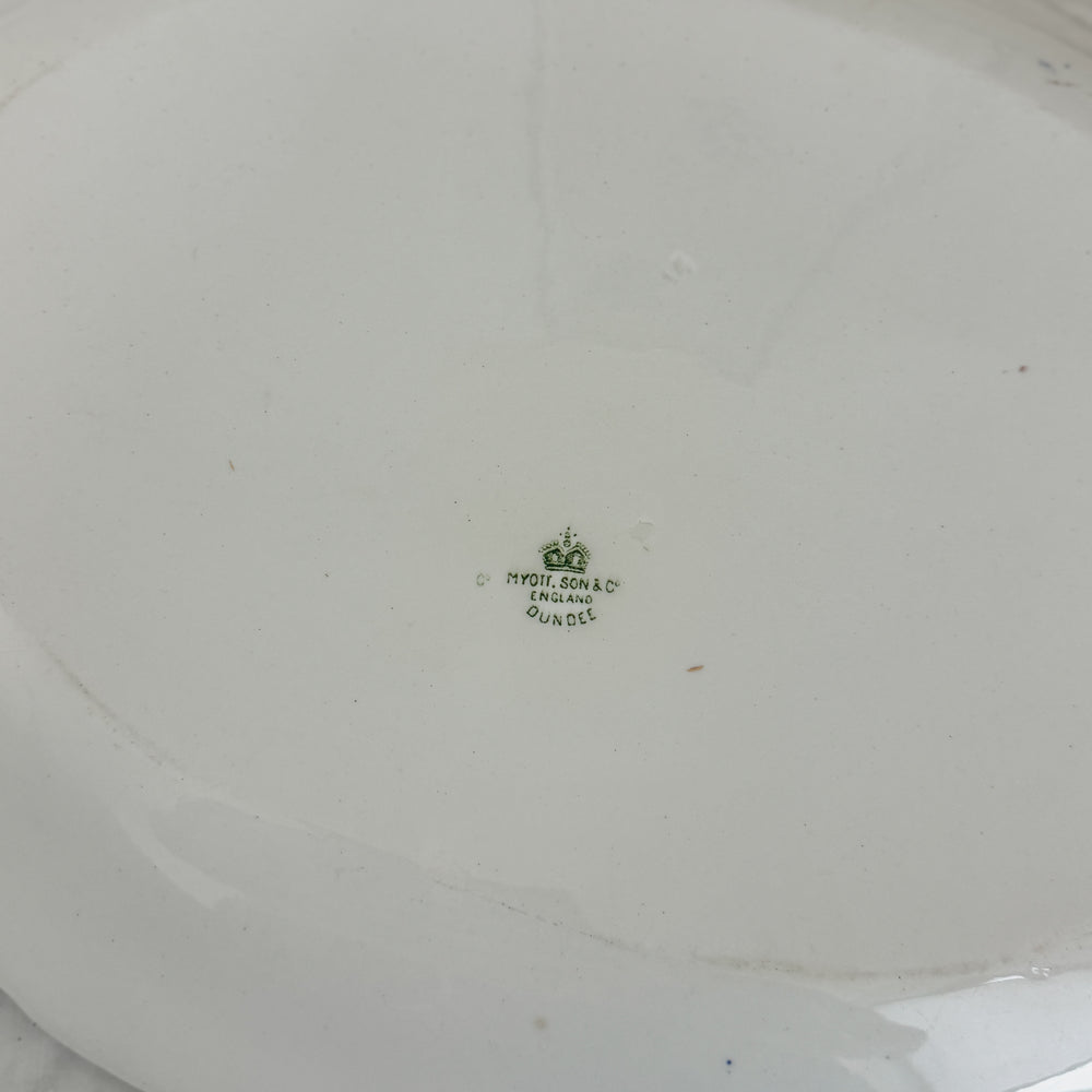 Antique green floral ironstone shaped platter
