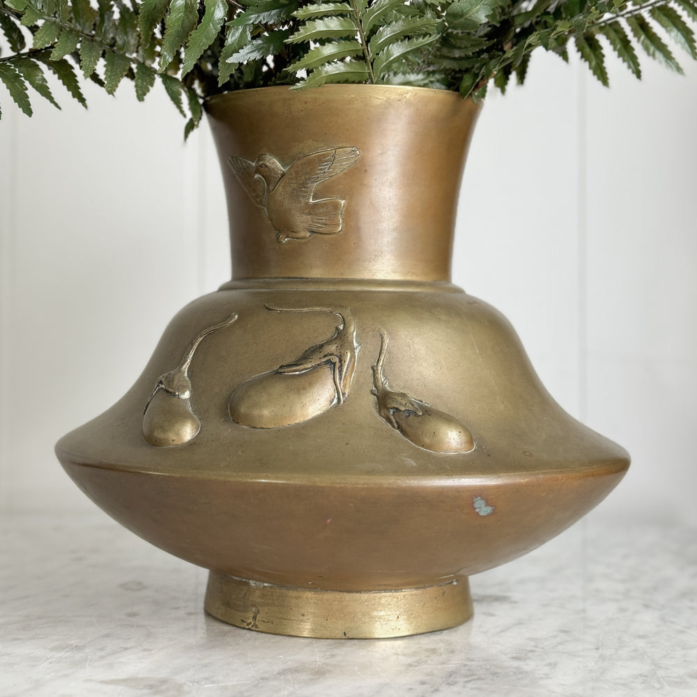 Vintage Brass Bird Vase.