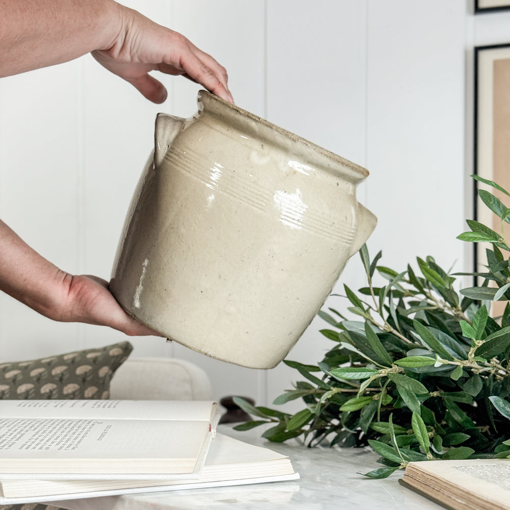 Antique Cream Confit Pot IX - FRANCE