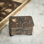 Vintage brass warrior horse trinket box.