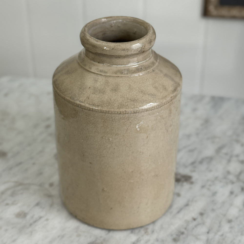 Vintage cream stoneware crock vase.