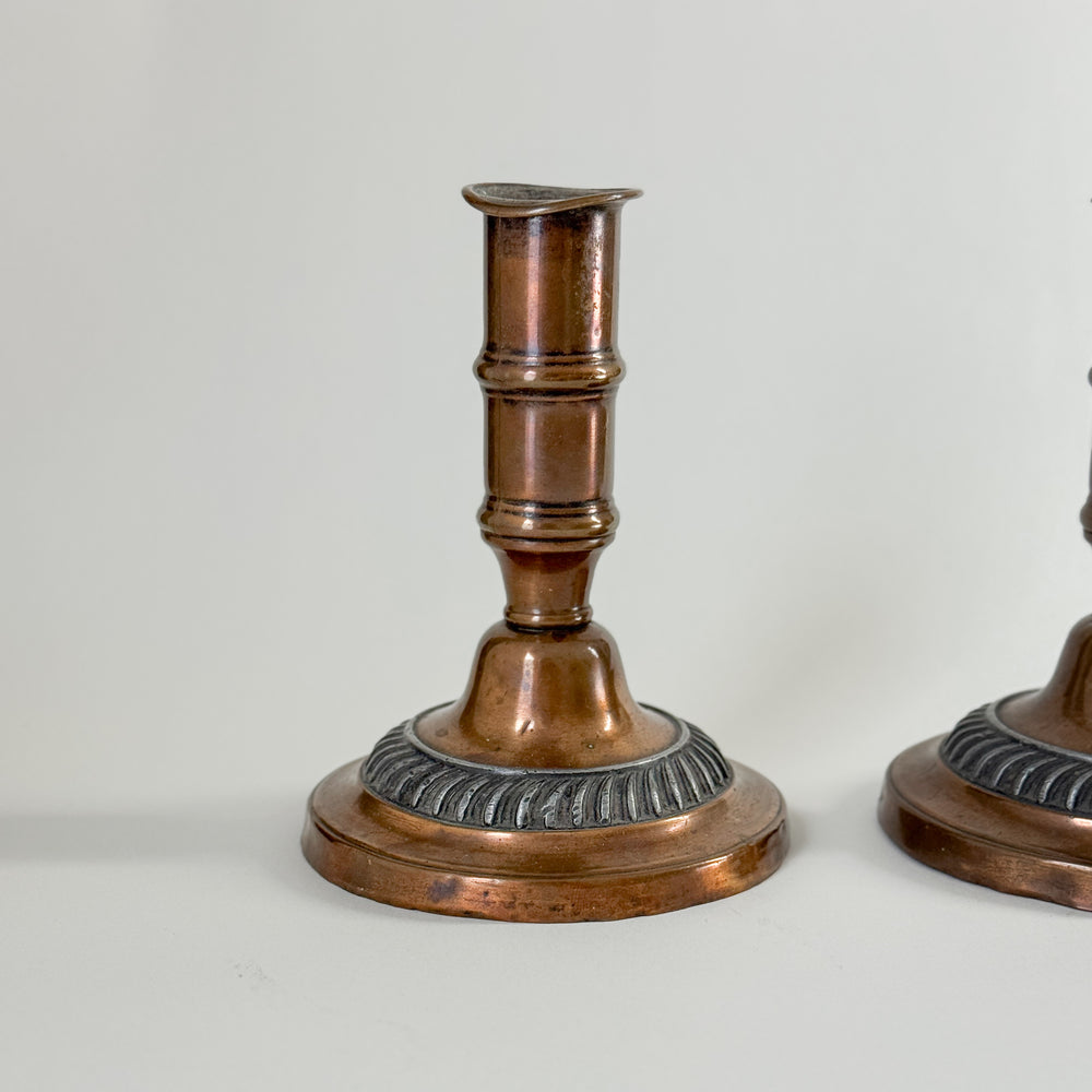 Vintage copper taper candleholder pair.
