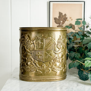 Vintage Brass Oval Tall Planter.