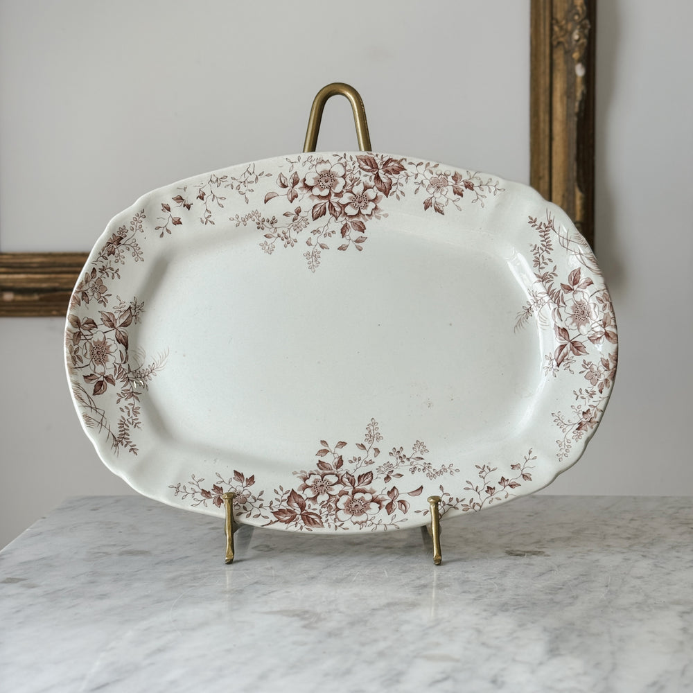 Antique Surrey brown transferware ironstone platter