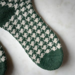 Green wool houndstooth socks