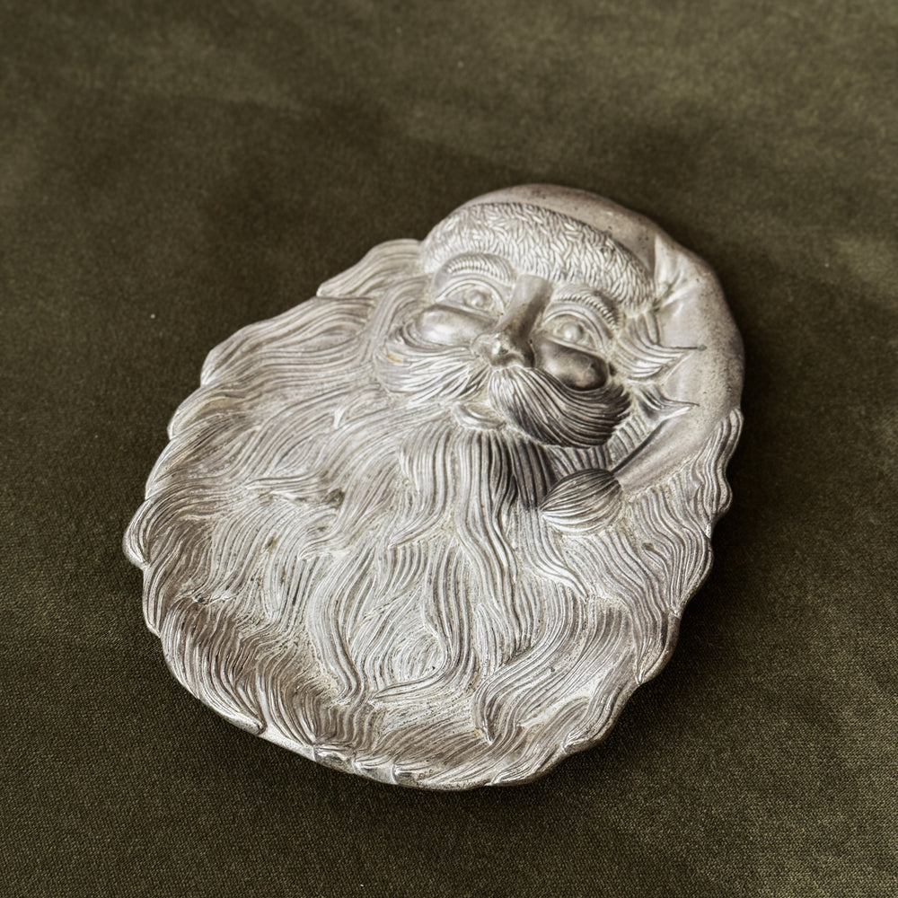 Vintage silverplate Santa dish.