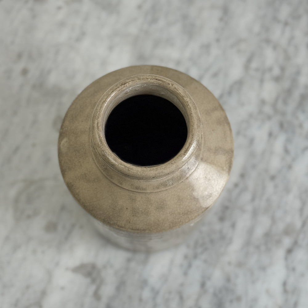 Vintage cream stoneware crock vase.