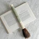 Vintage Large Green Carved Stone and White Calligraphy Brush