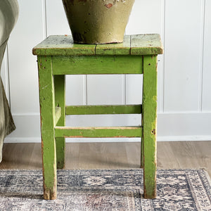 Vintage green painted european stool