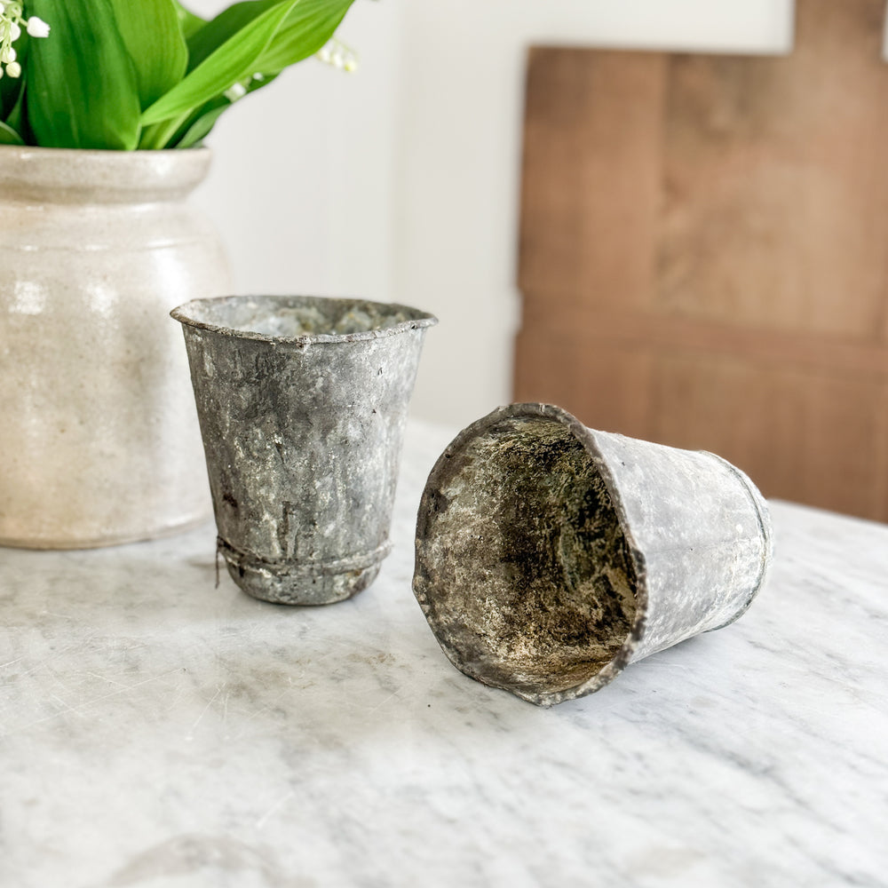 Vintage Zinc Seedling Pots.