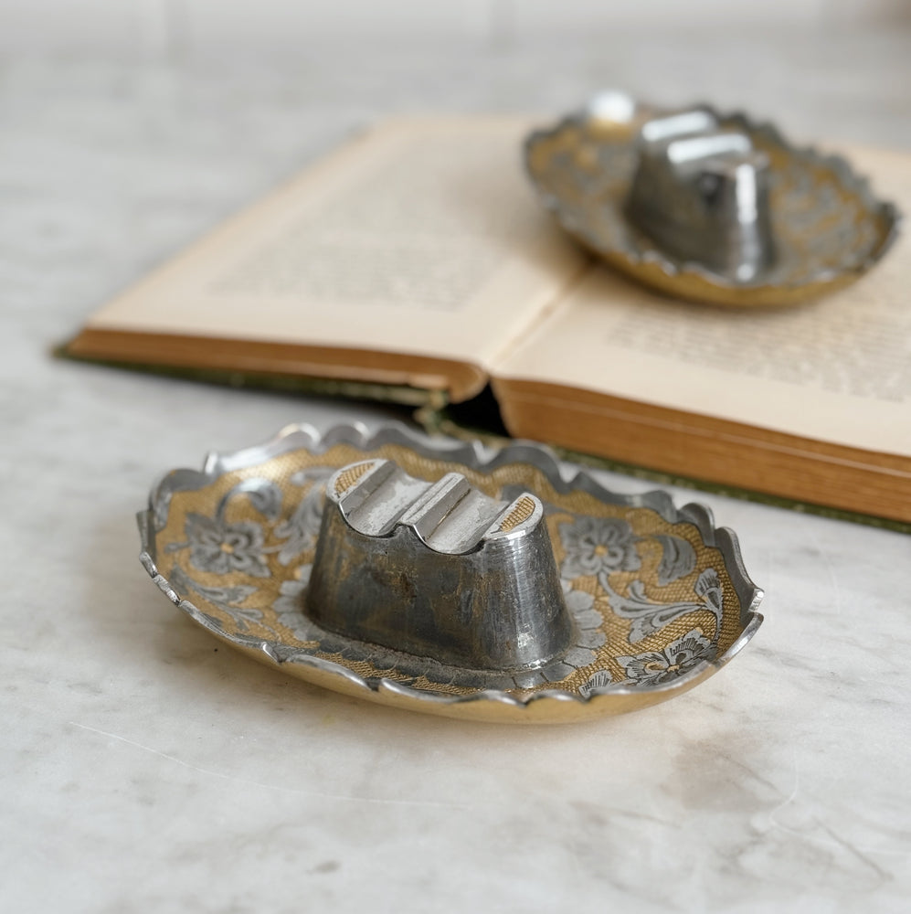 
                
                    Load image into Gallery viewer, Vintage silver and brass trays.
                
            