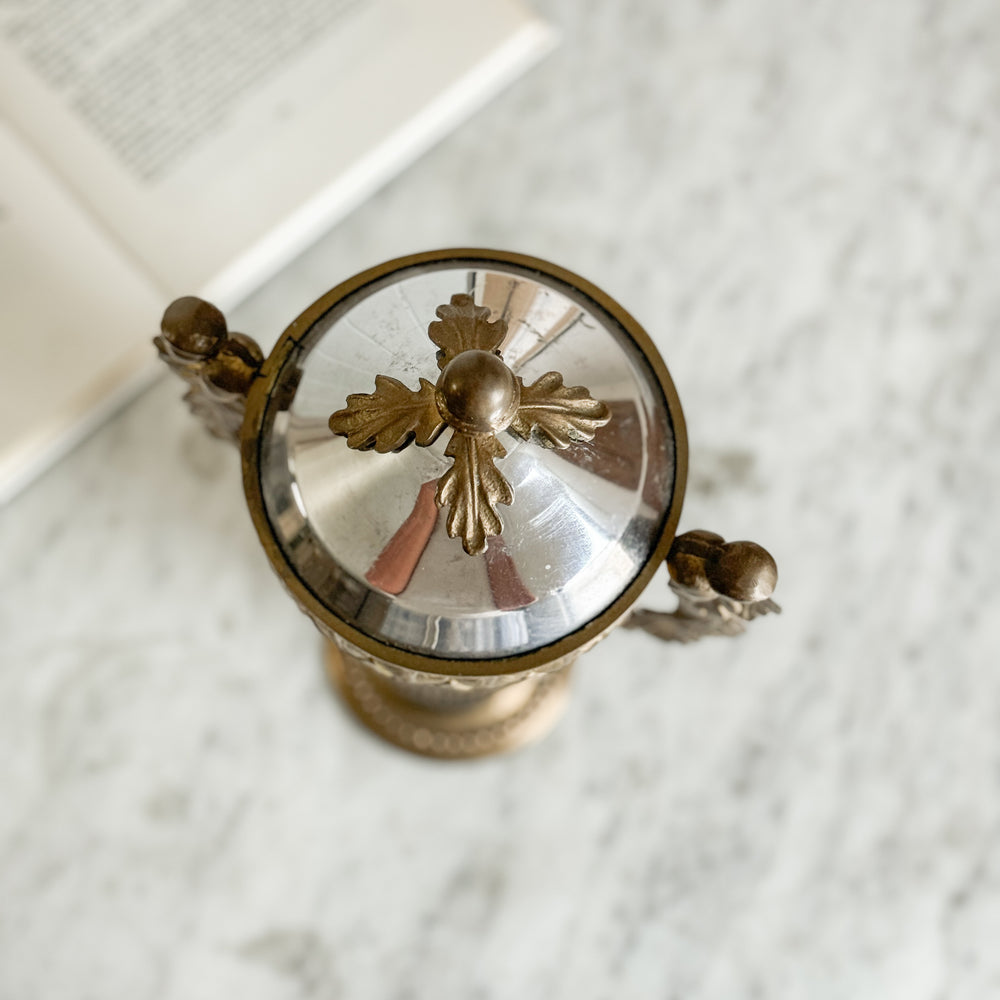 Vintage Silver and Brass Urn with Acorn handle