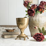 Vintage brass footed goblet vase