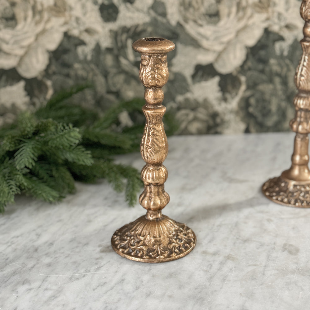 Cast Iron Bronze Gold Taper Candles