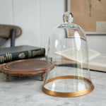 Vintage Glass Cloche with Wooden Stand