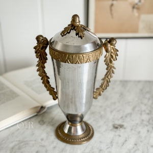 Vintage Silver and Brass Urn with Acorn handle