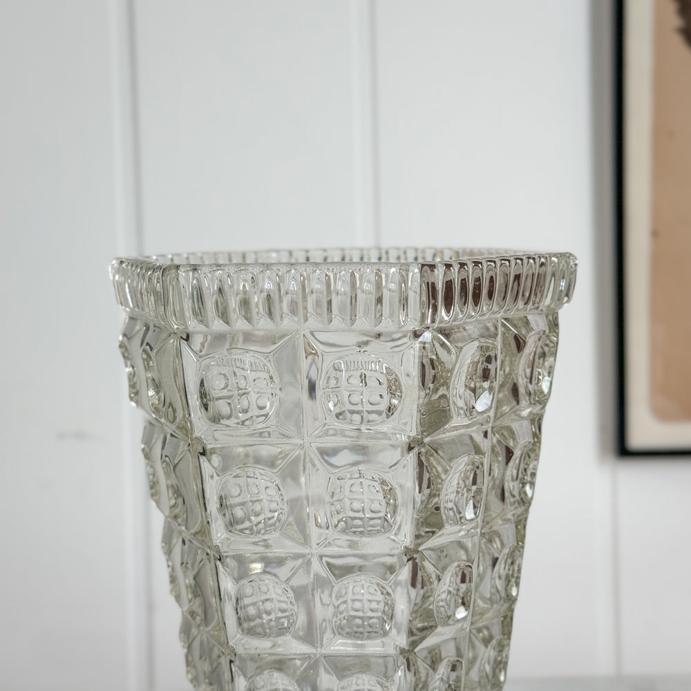 Vintage Hexagon Glass Vase