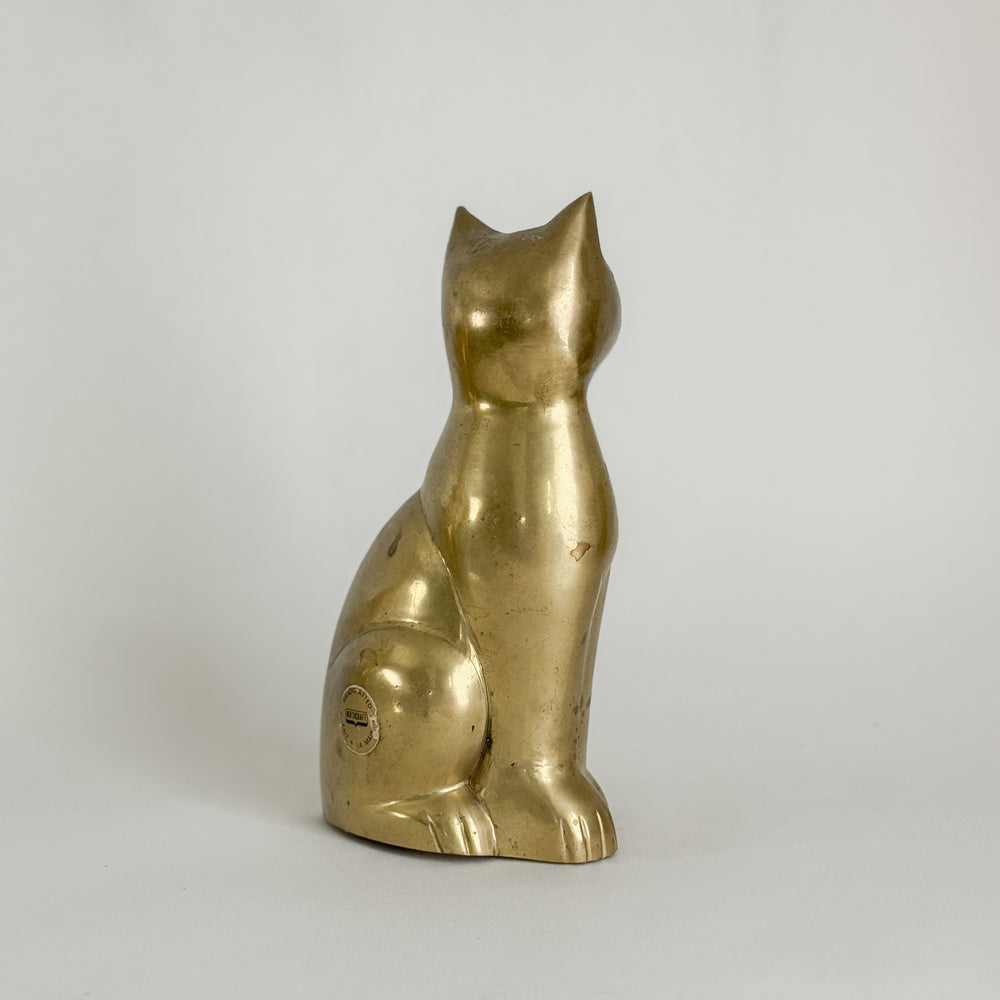 Vintage brass sitting cat