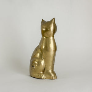 Vintage brass sitting cat