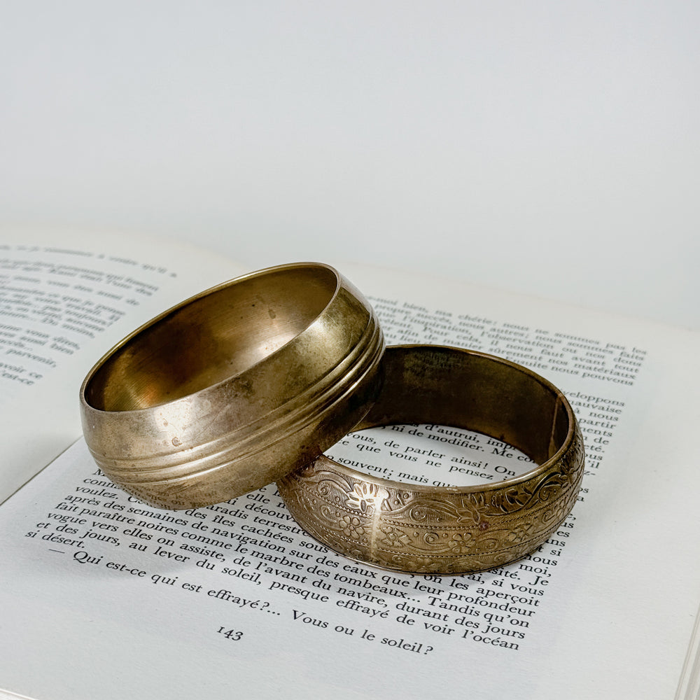 Vintage brass bangle pair.