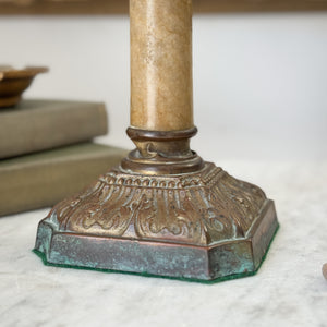 Vintage Marble Brass Taper Holder.