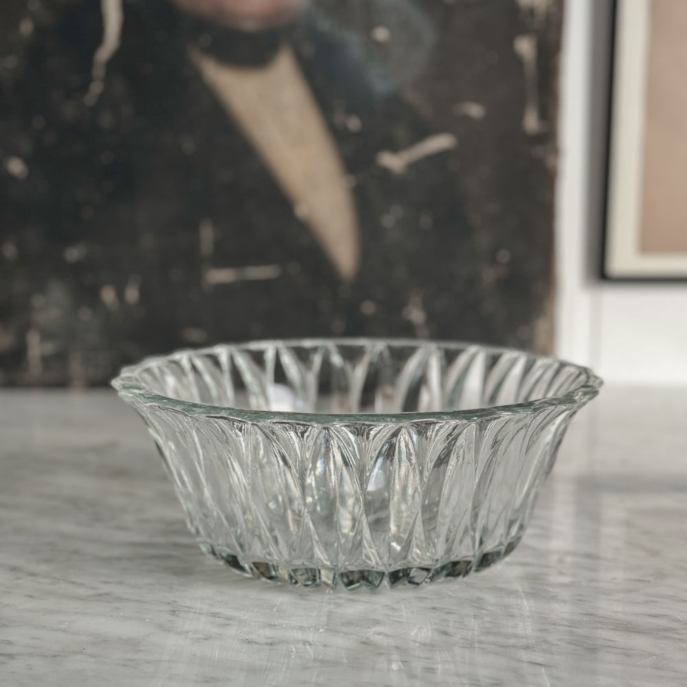 Vintage faceted glass bowl.