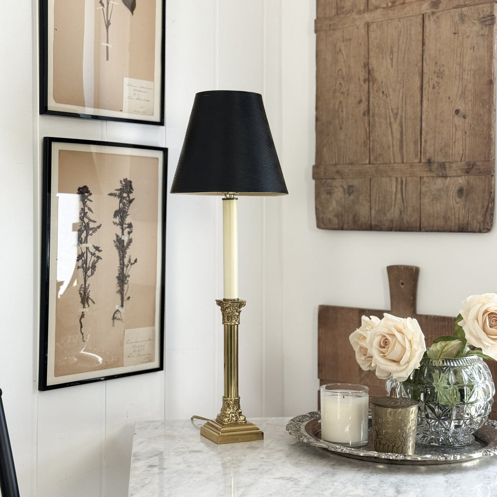 Vintage candlestick black lamp.
