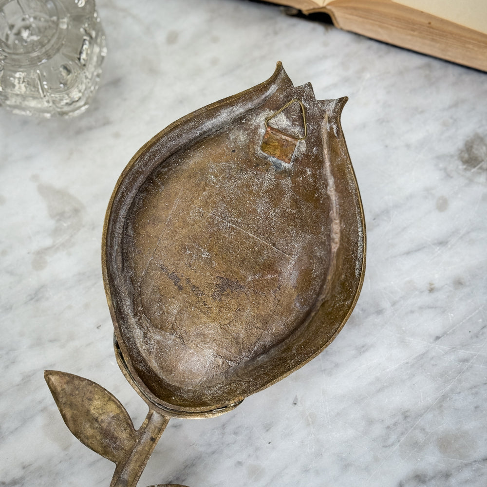 Vintage brass tulip taper wall sconce pair.