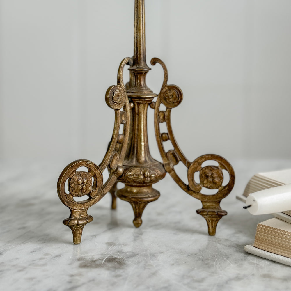 Vintage brass floral taper candleholder.