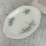 Antique green floral ironstone shaped platter