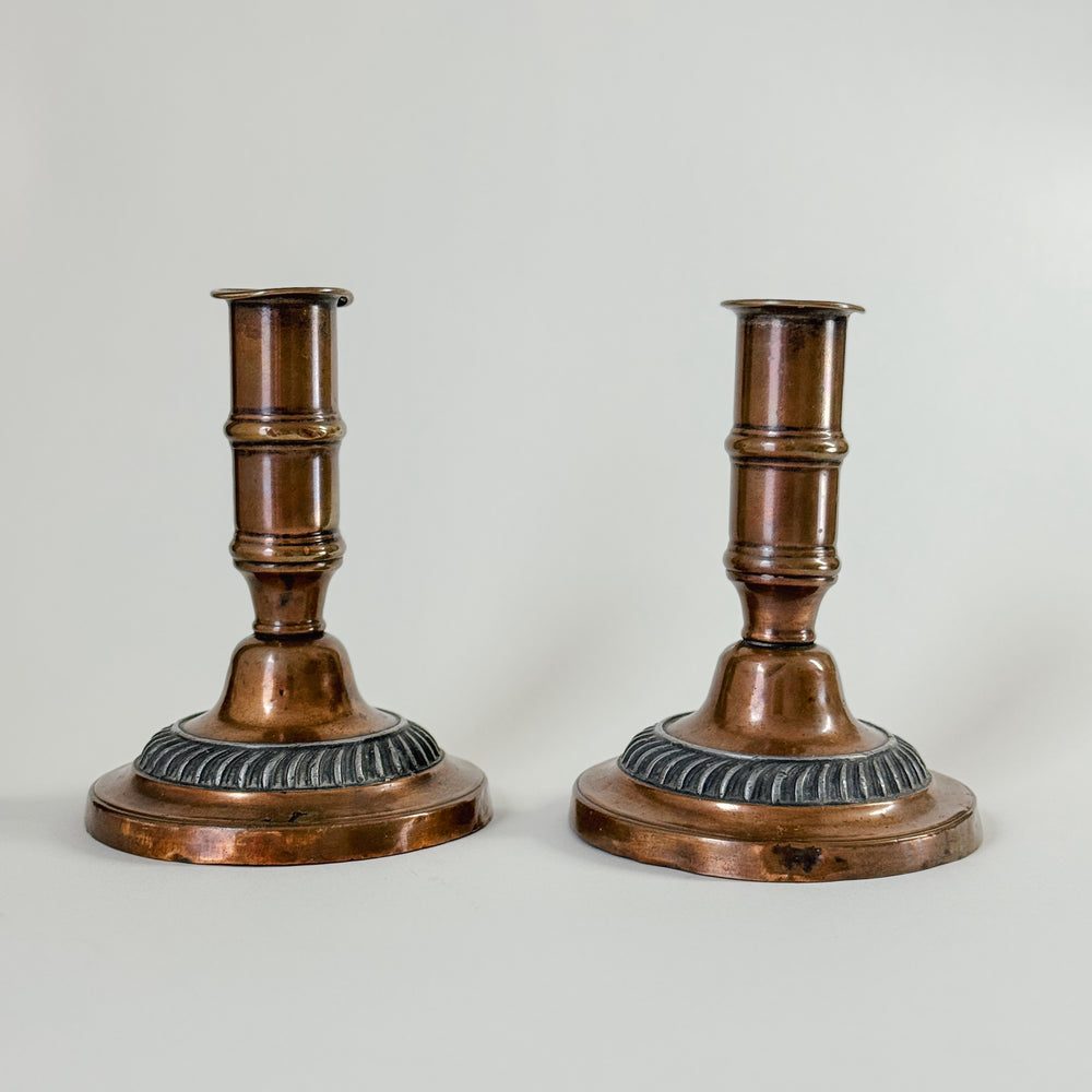 Vintage copper taper candleholder pair.