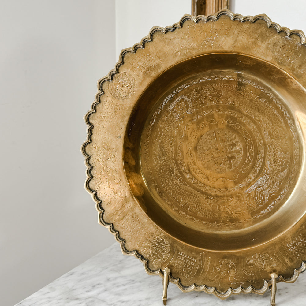 Vintage brass etched tray.