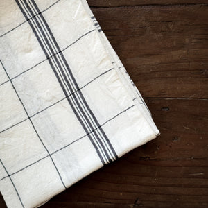 Linen Tea Towel - Ivory Grid.