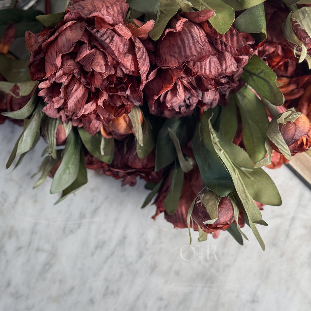 Burgundy Peony Faux Stem