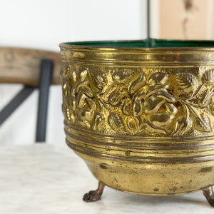 Vintage Raised English Brass Flower pot