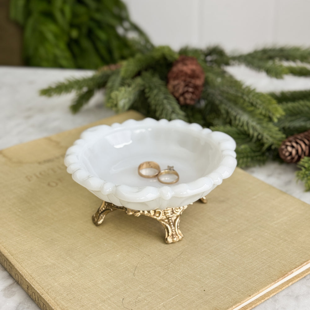 Vintage milk glass footed bowl.