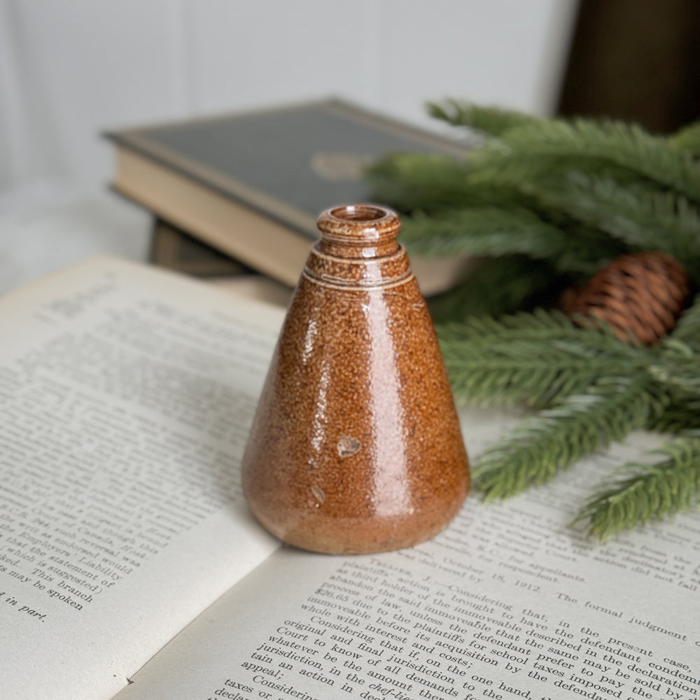 Vintage Stoneware Triangle Stoneware Ink Bottle