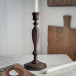 Vintage dark wood taper candleholder