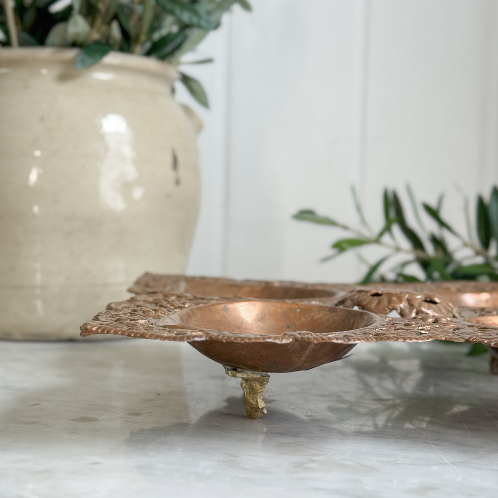 Vintage copper sectioned cut out tray.