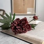 Burgundy Peony Faux Stem