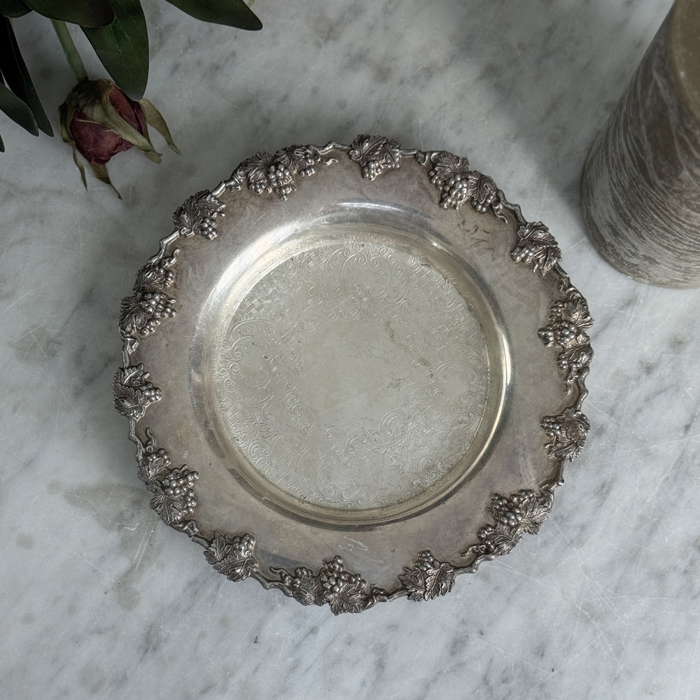 Vintage Silverplate Floral Tray