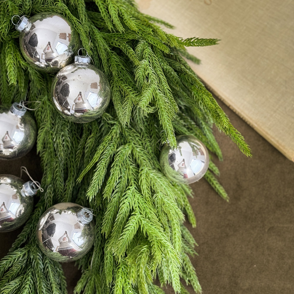 Vintage Silver Glass Ball Ornaments | Set of 10