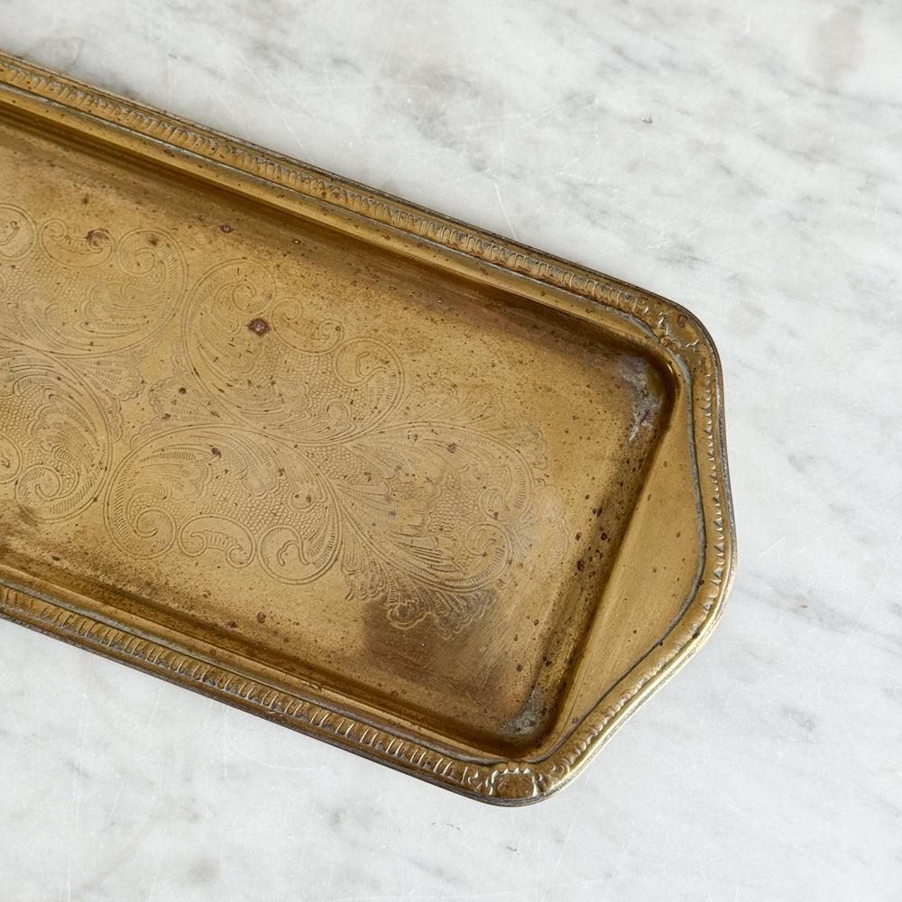 Vintage Long Brass Tray