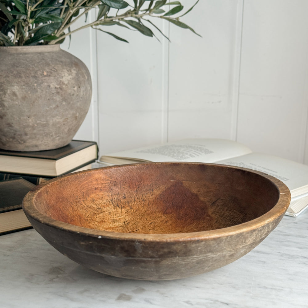Vintage wood bread bowl